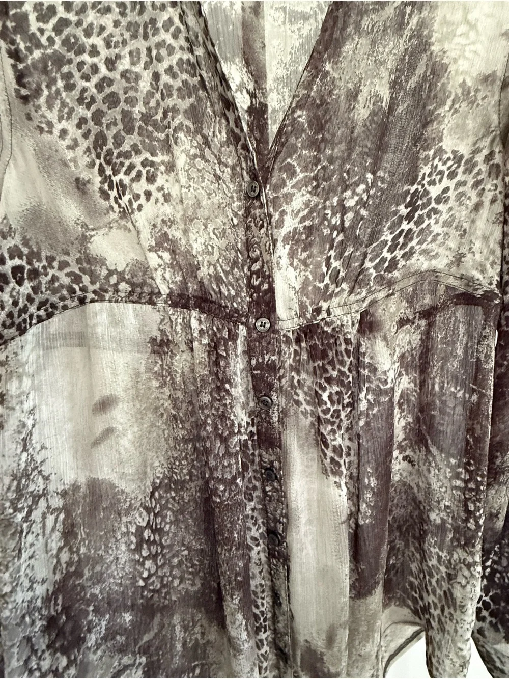 Y2K Express Sheer Animal Print Button Front Top Size S Whimsigoth Grunge